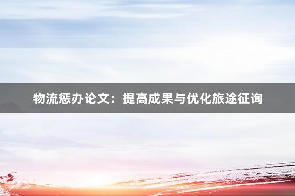 物流惩办论文：提高成果与优化旅途征询